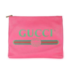 Gucci Hot Pink Leather Portfolio Clutch